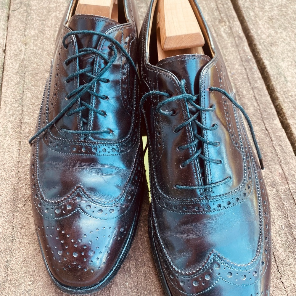 Johnston & Murphy Wingtip Oxford Dress Shoes Leather Burgundy Men 10.5